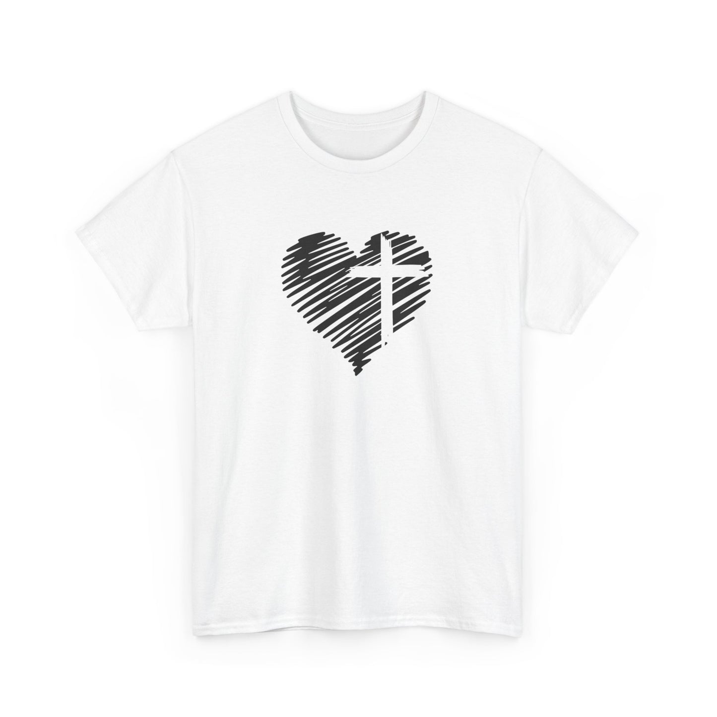 Heavy Cotton Heart and Cross Tee